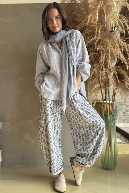 Laurie Cushion Cotton Blouse Smoke